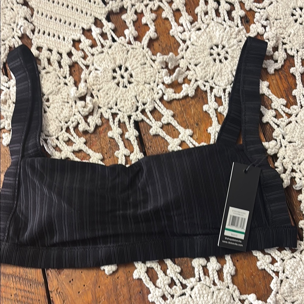 Dolce Vita Black Swim Bralette with Ribbed Texture